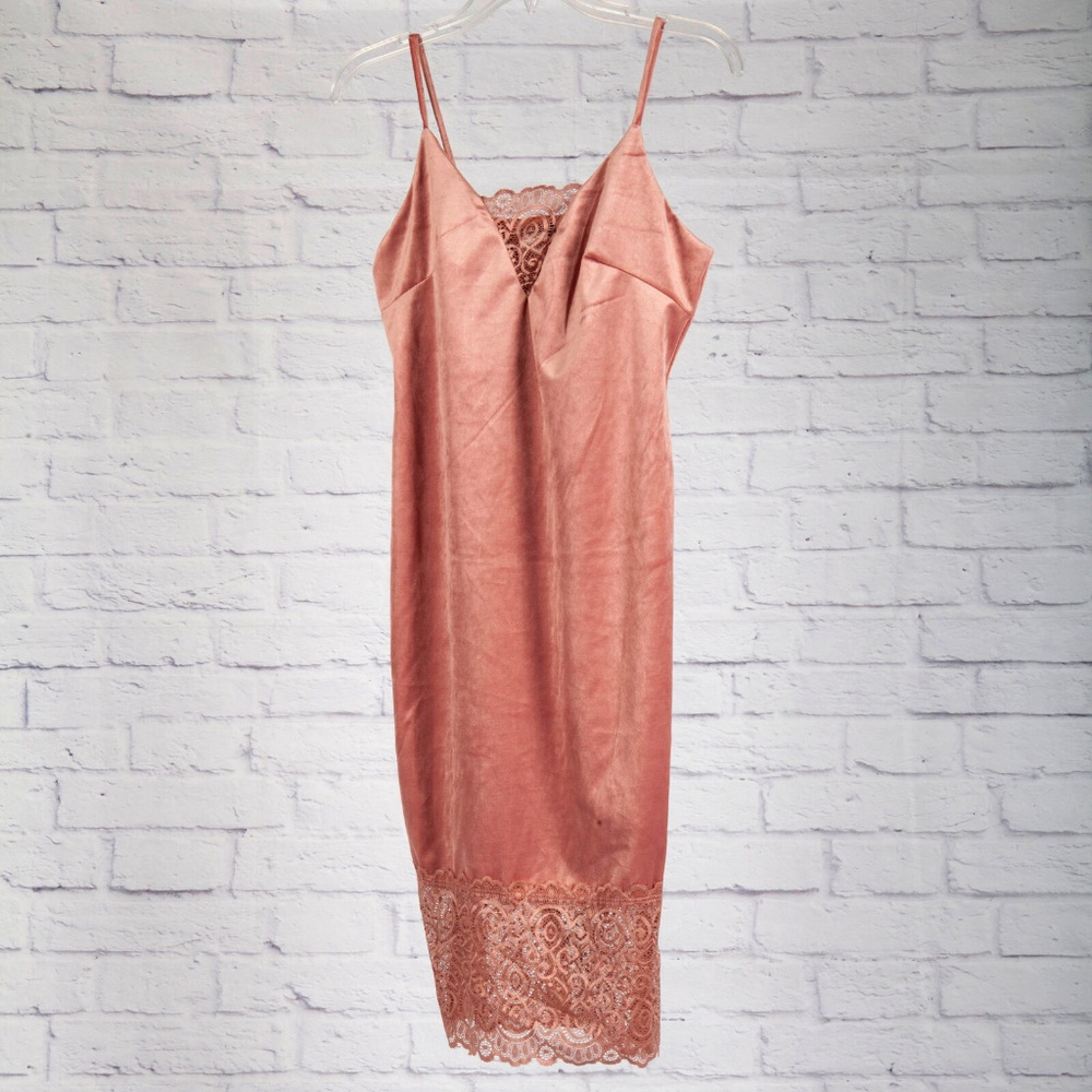 BLVD Velour Lace Sheath Slip Dress